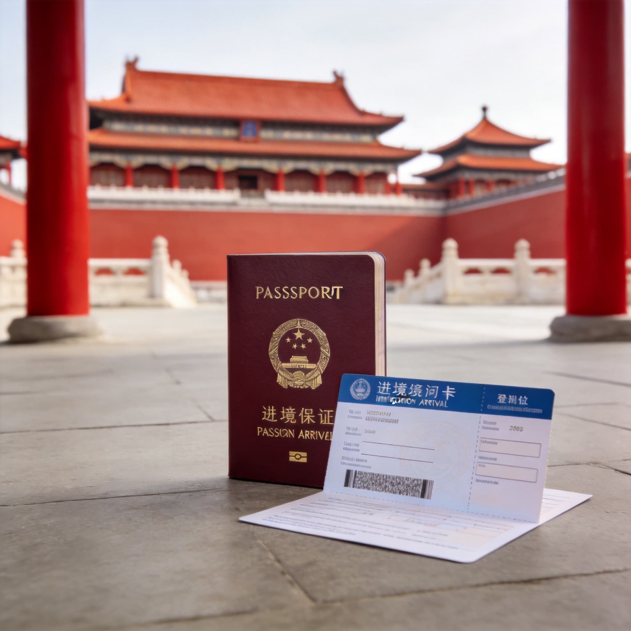 Passport and travel documents prepared for entry to China