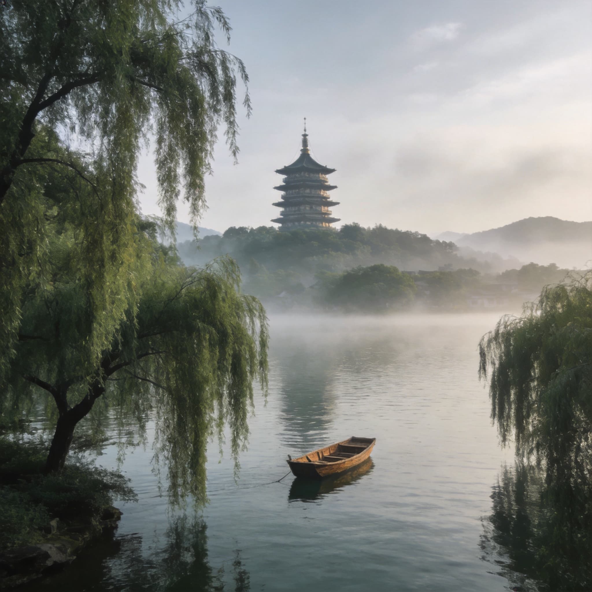A historic pagoda beside West Lake in Hangzhou