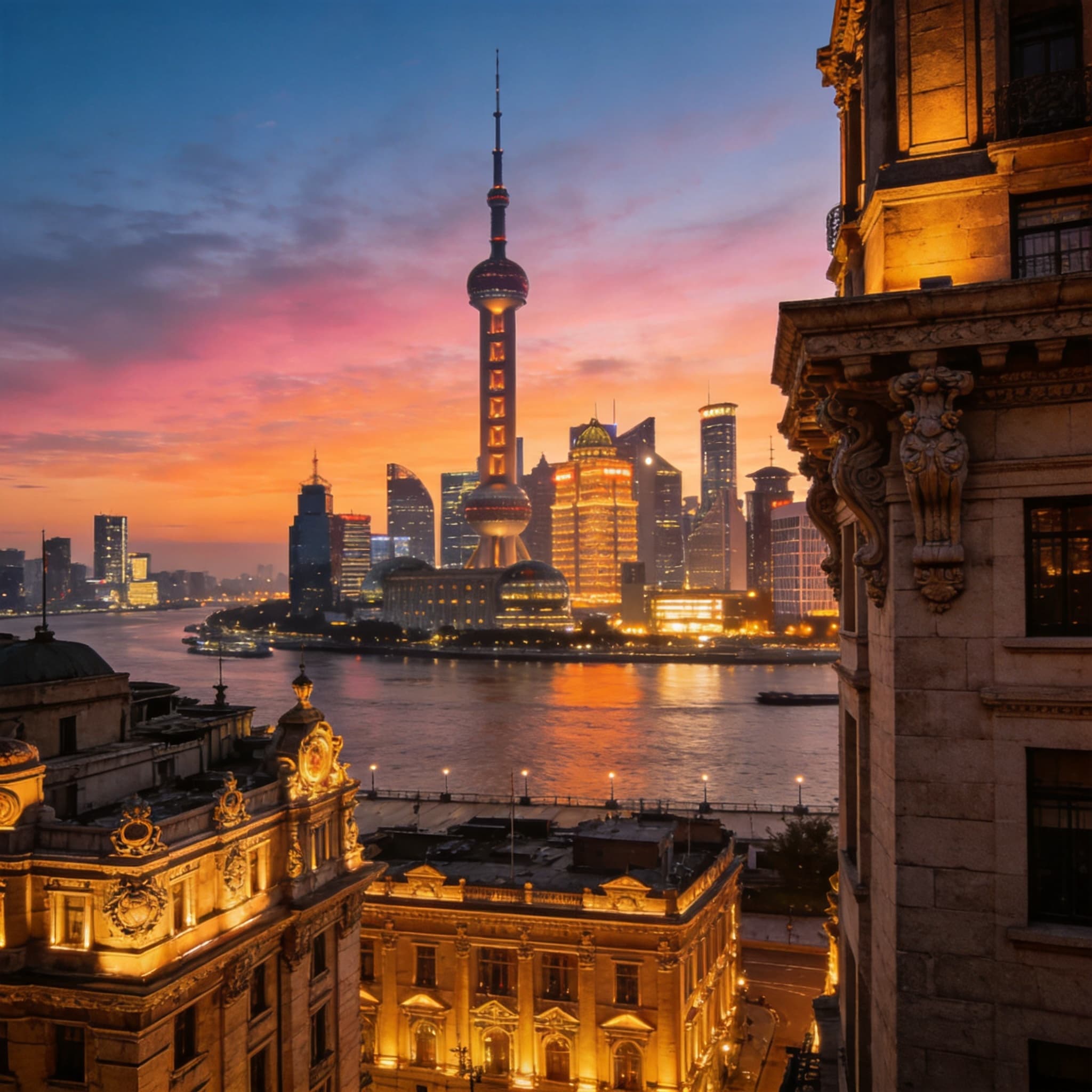 The Shanghai skyline viewed from the Bund