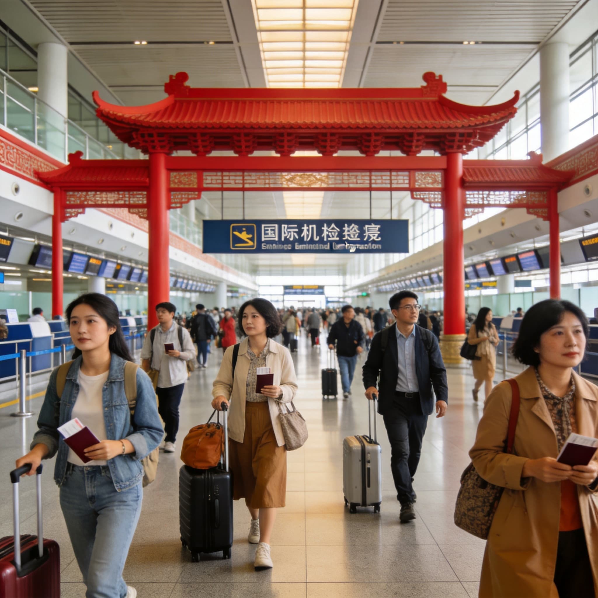 A passport beside a China entry card for visa-free travel planning